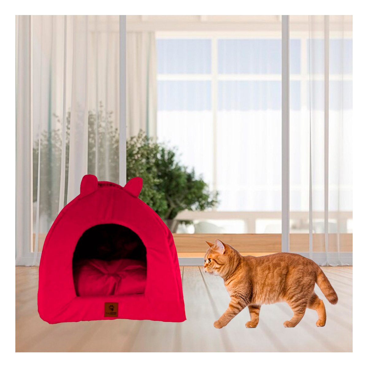 PACK4 CASA IGLU ROJO TALLA L REFUGIO COMODO MASCOTAS Y+REGALO STICKER - 5