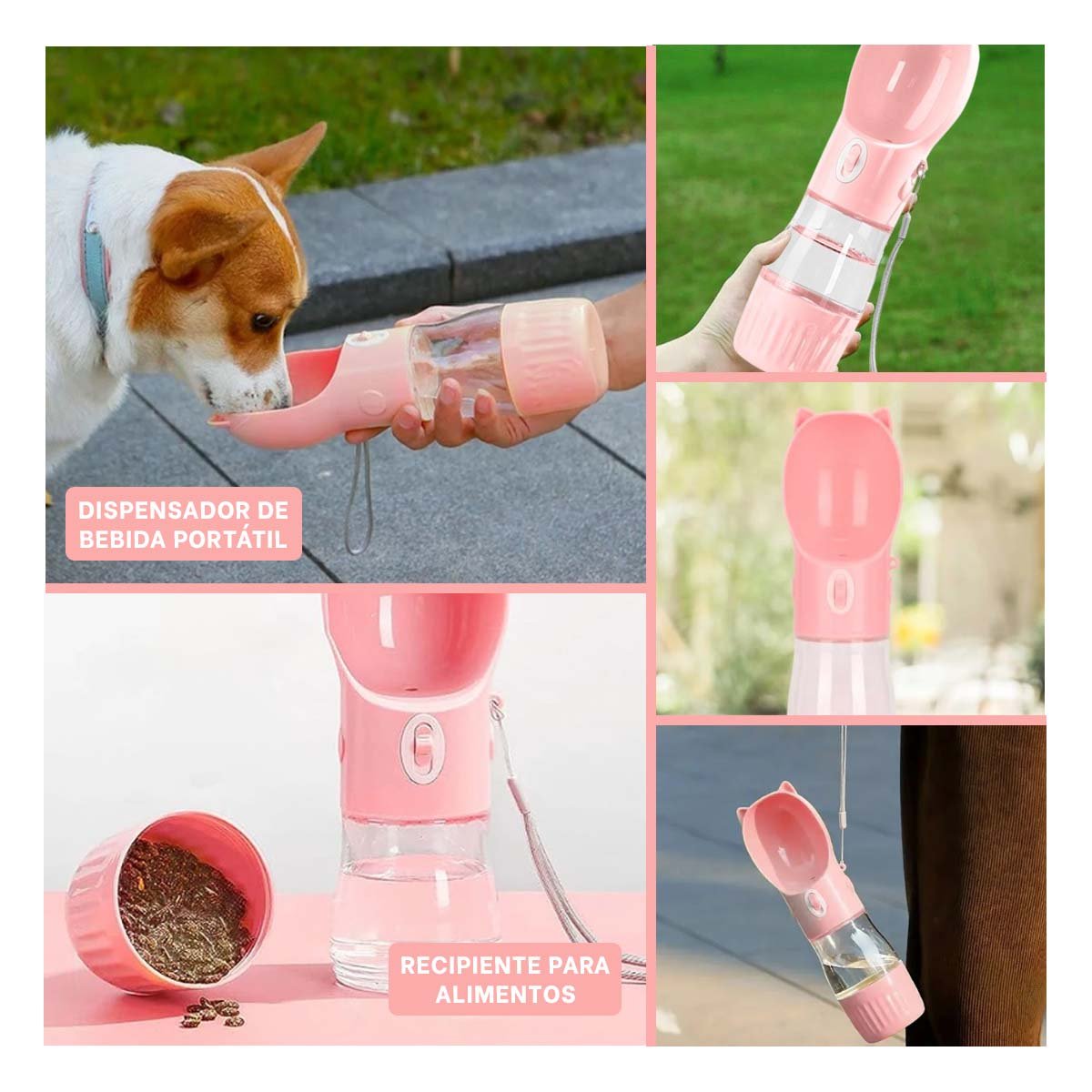 PACK4 BOTELLA RECARGABLE GATO ROSADO PARA USO DIARIO Y+REGALO STICKER - 2