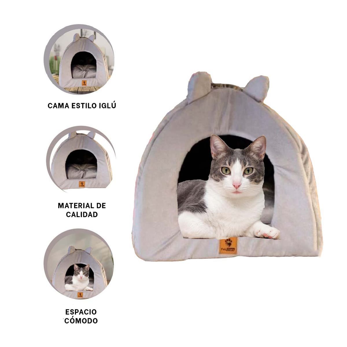 CASITA IGLU GUINDA TALLA L REFUGIO ACOLCHADO PARA MASCOTAS - 3