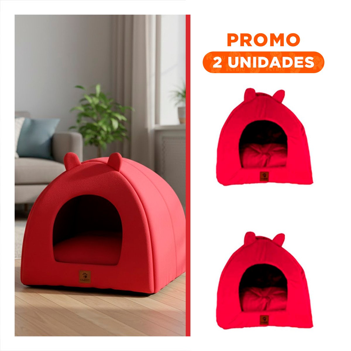 PACK2 NIDO IGLU CERRADO TALLA L ROJO PARA MASCOTAS HOGAR - 1