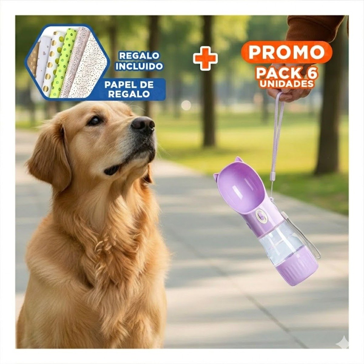 PACK6 BOTELLA FUNCIONAL GATO LILA CON CIERRE SEGURO Y+PAPEL REGALO - 1
