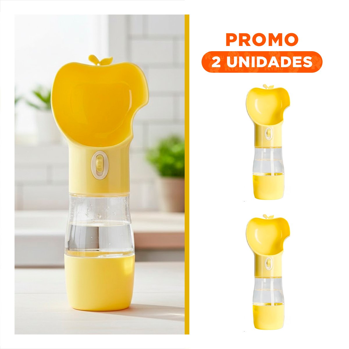 PACK2 RECIPIENTE PORTATIL DE DISEÑO MANZANA AMARILLO - 1
