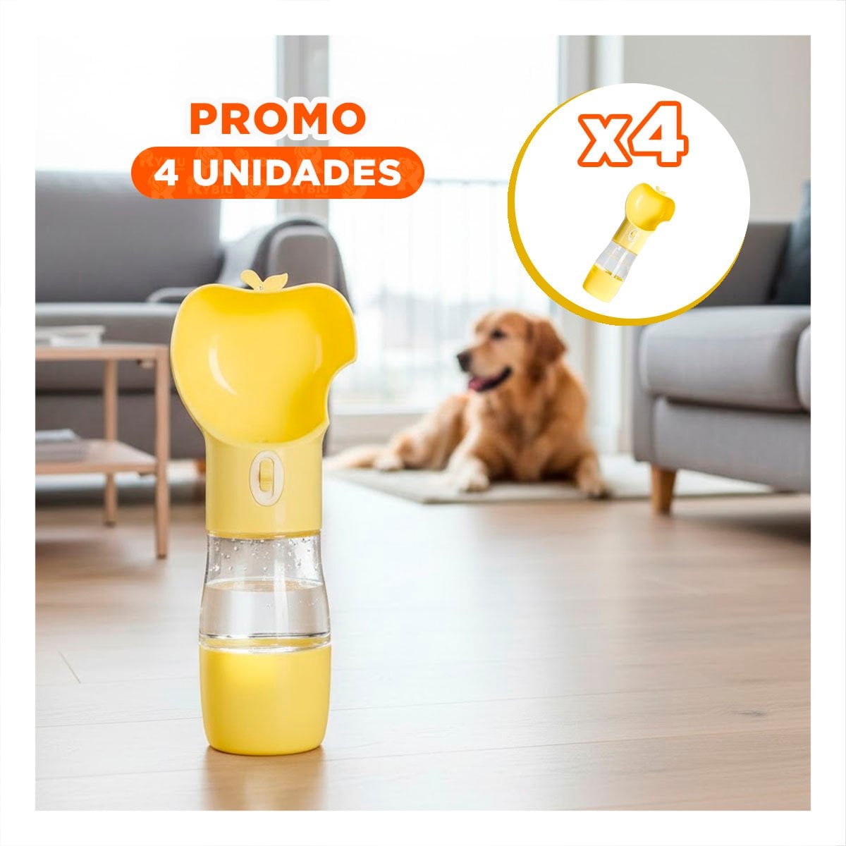 PACK4 ENVASE PORTATIL AMARILLO EN FORMA DE MANZANA - 1