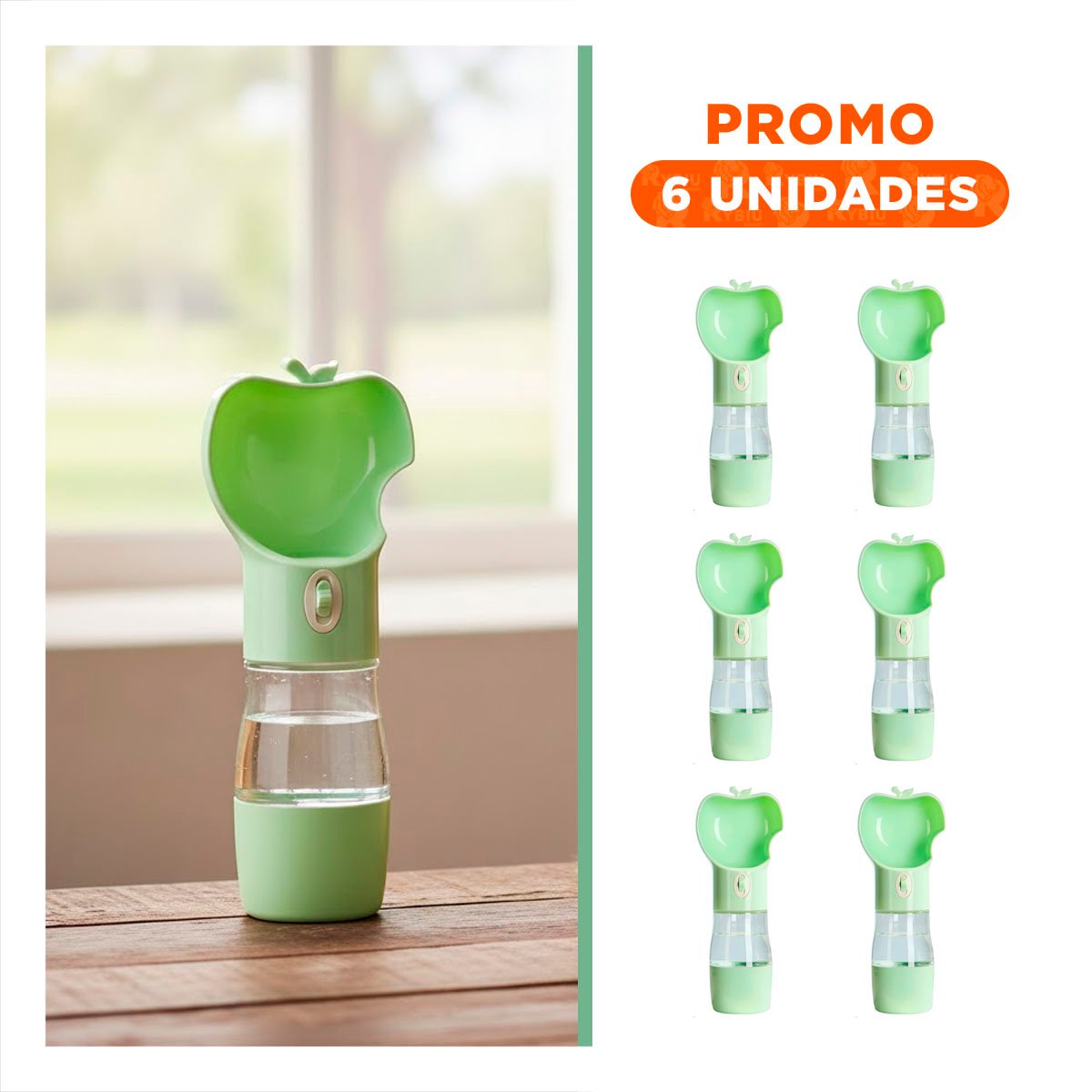 PACK6 ENVASE PORTATIL VERDE CON FORMA DE MANZANA - 1