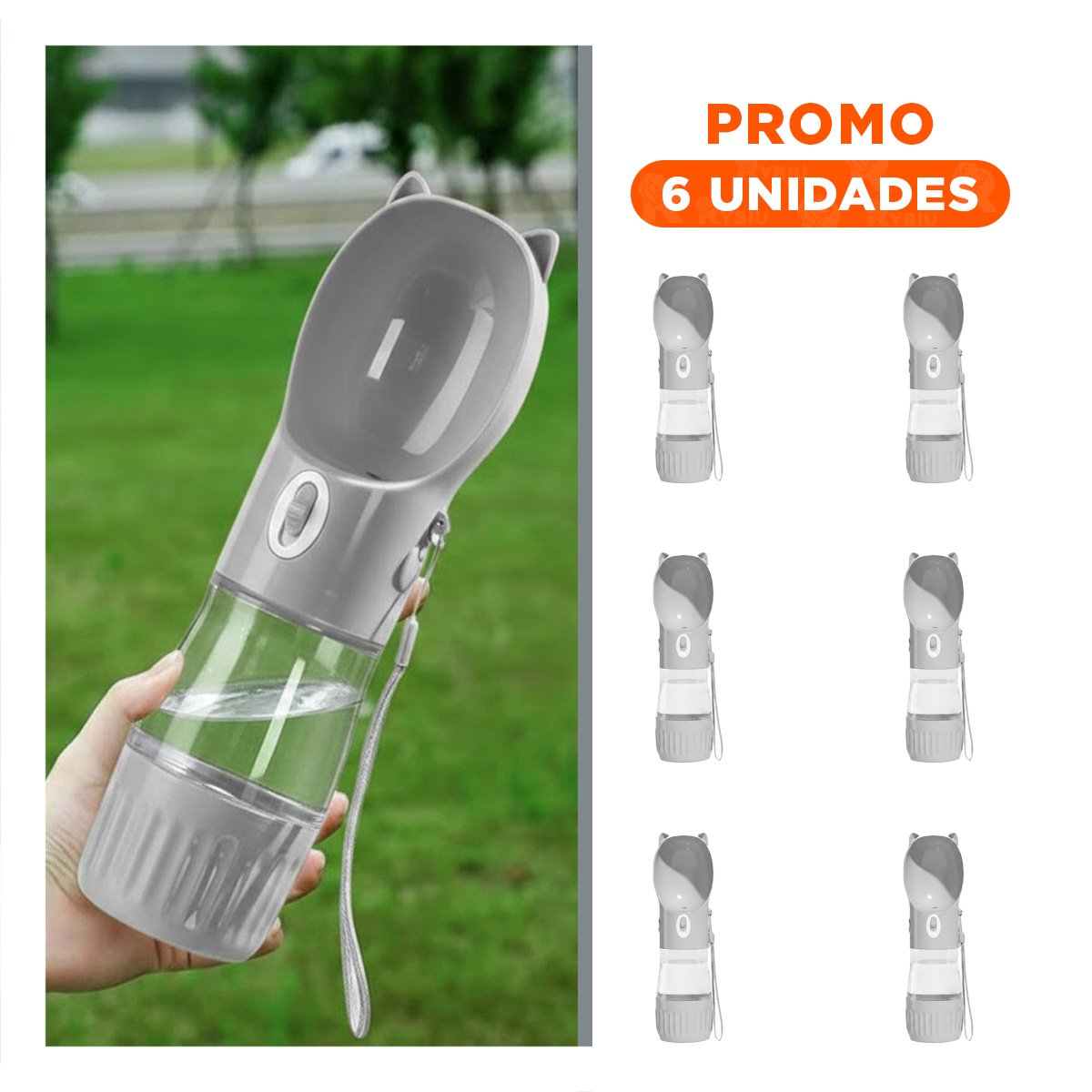 PACK6 BOTELLA PRACTICA GATO PLOMO PARA LLEVAR EN BOLSO - 1