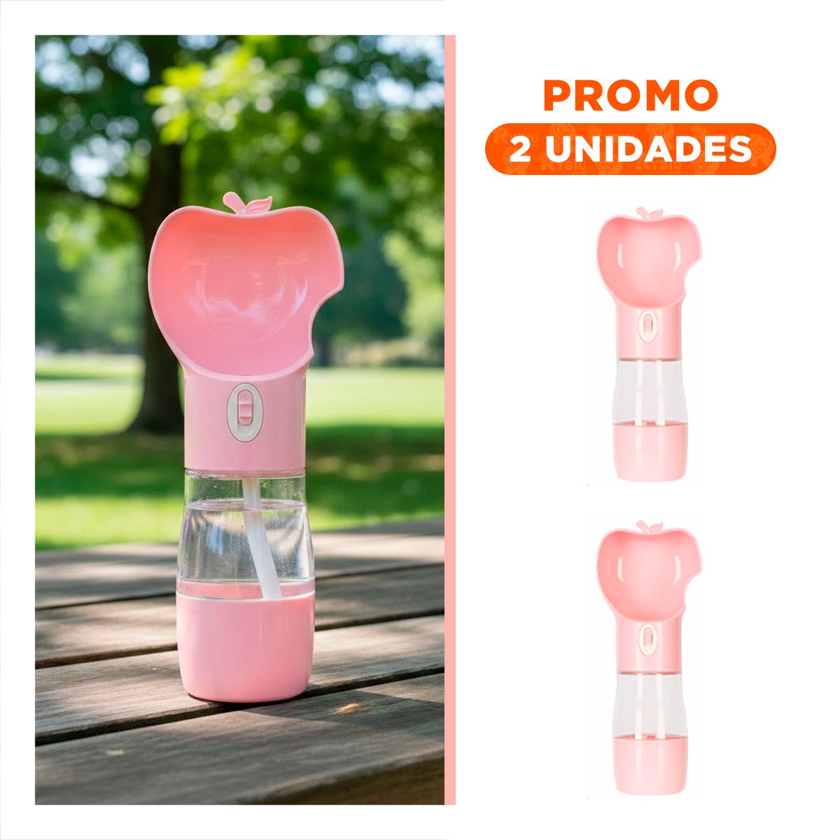 PACK2 RECIPIENTE PORTATIL DE DISEÑO MANZANA ROSADO - 1