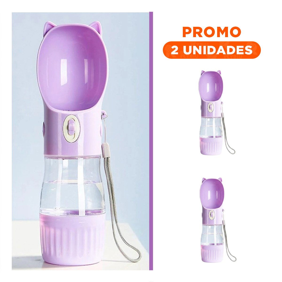 PACK2 ENVASE RECARGABLE GATO LILA PARA TRASLADO DIARIO - 1