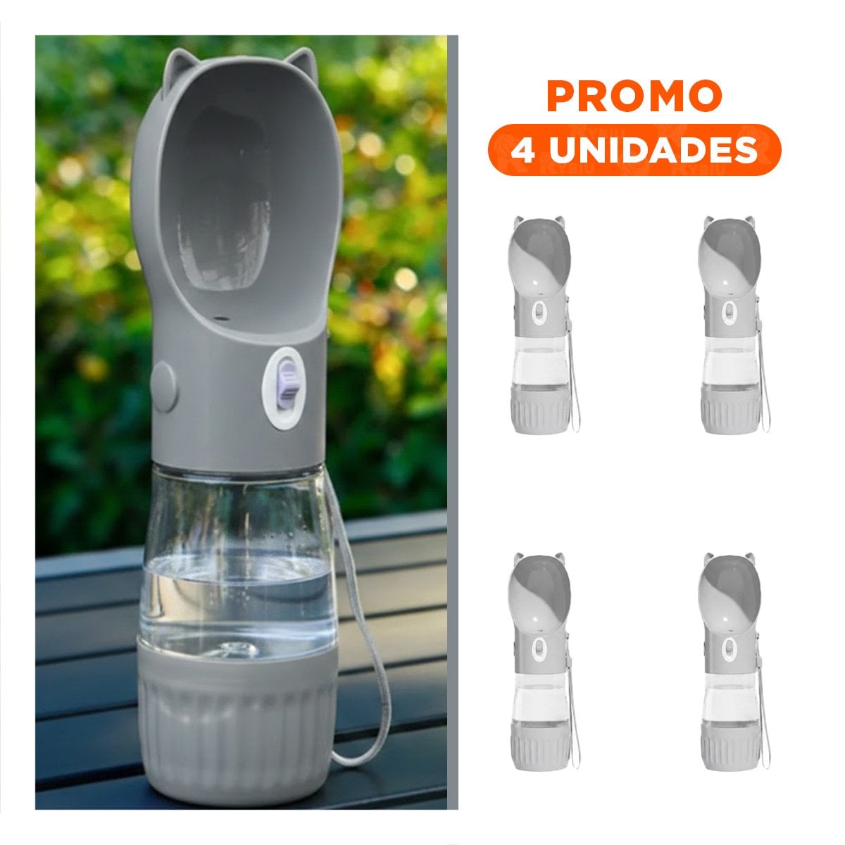 PACK4 BOTELLA RECARGABLE GATO PLOMO PARA USO DIARIO Y+REGALO STICKER - 1
