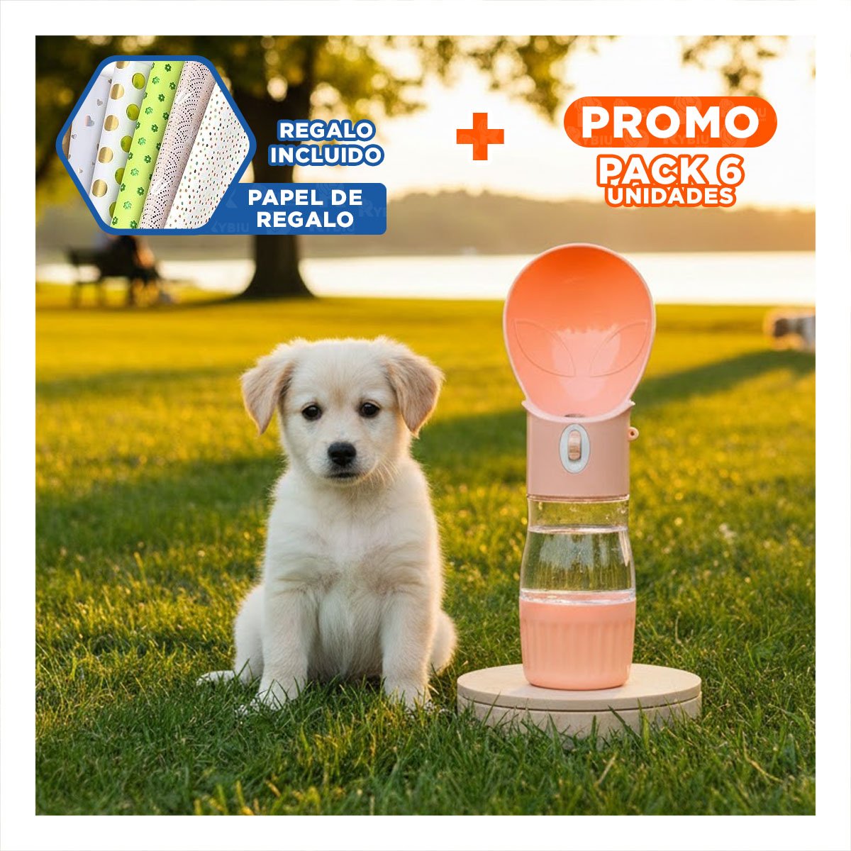 PACK6 ACCESORIO MODERNO TIPO OVNI NARANJA PARA HOGAR Y+PAPEL REGALO - 1