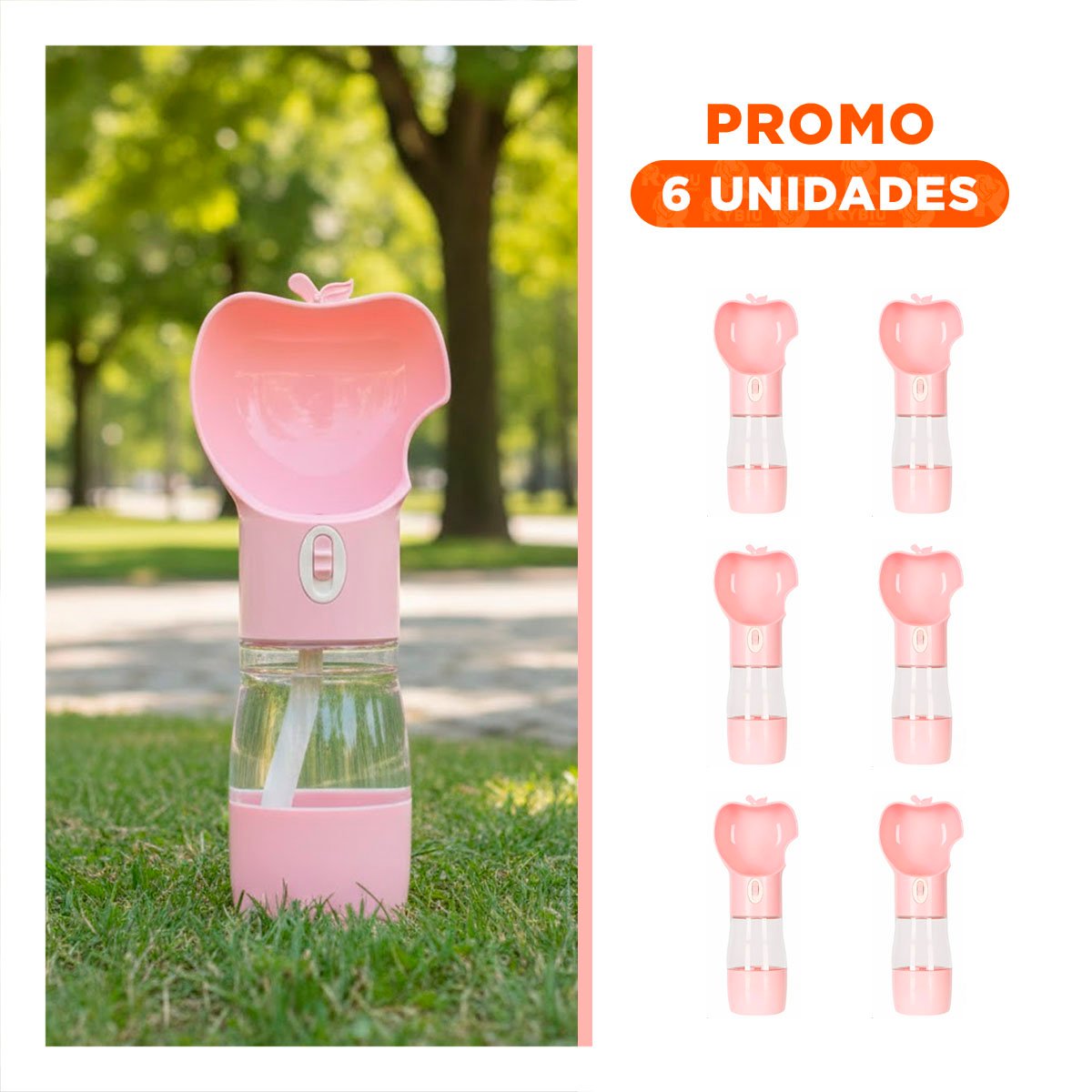 PACK6 ENVASE PORTATIL ROSADO CON FORMA DE MANZANA - 1