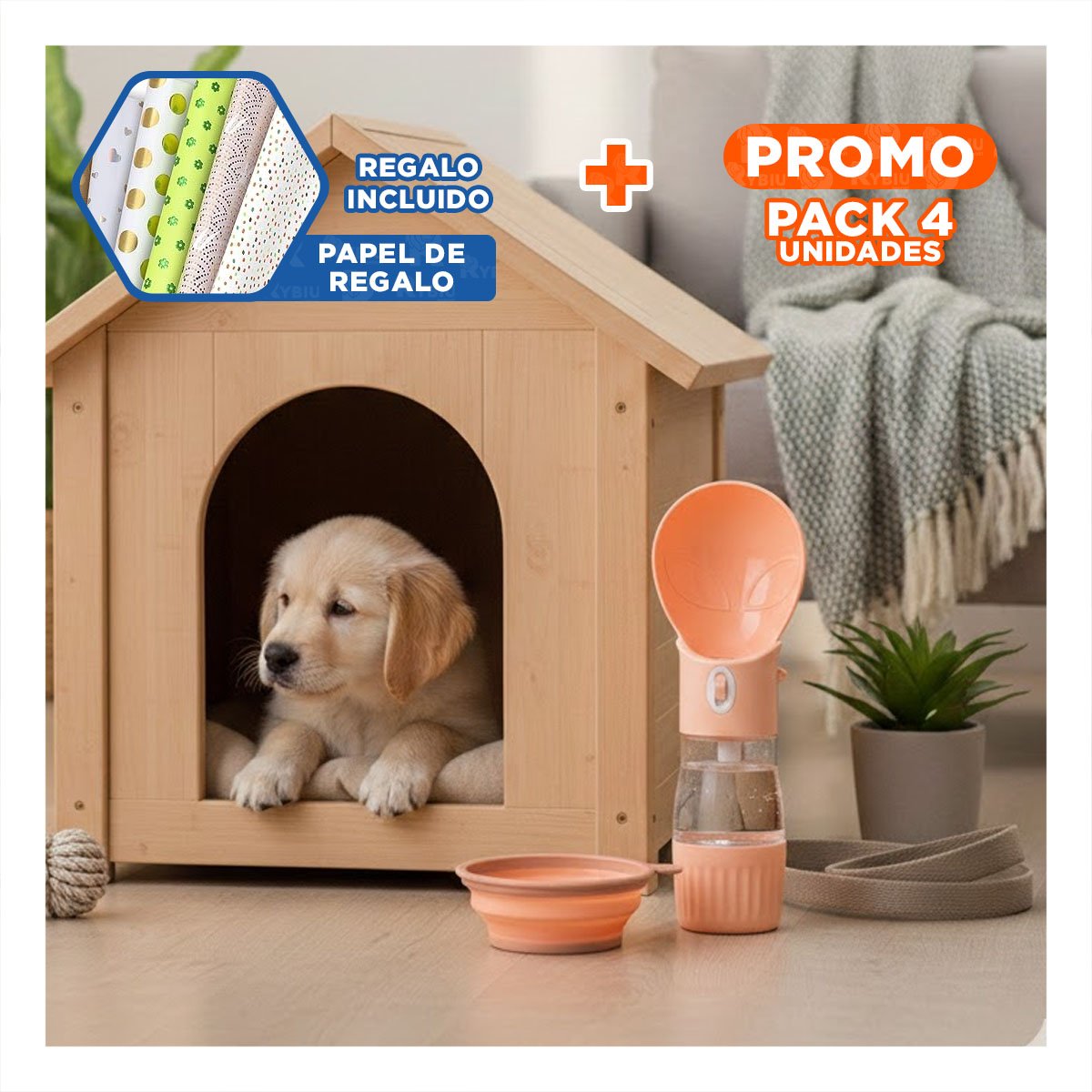 PACK4 ACCESORIO COMPACTO TIPO OVNI NARANJA PRACTICO Y+PAPEL REGALO - 1