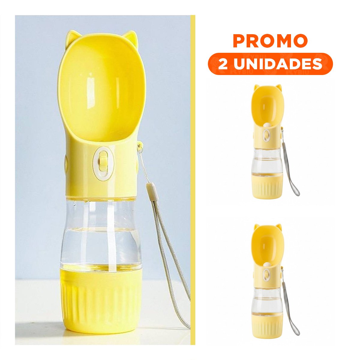 PACK2 ENVASE RECARGABLE GATO AMARILLO PARA TRASLADO DIARIO - 1