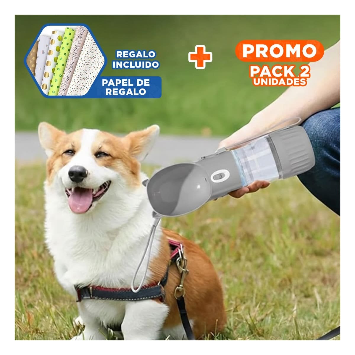 PACK2 ENVASE PRACTICO GATO PLOMO PARA CARTERA PEQUENA Y+PAPEL REGALO - 1