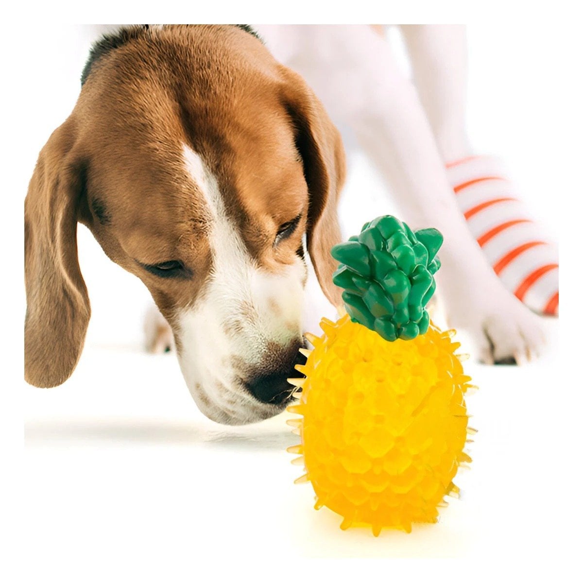 PACK2 ARTICULO LUDICO DE PVC EN FORMA DE PINA PARA MASCOTA AMARILLO SEGURO Y+PAPEL REGALO - 2