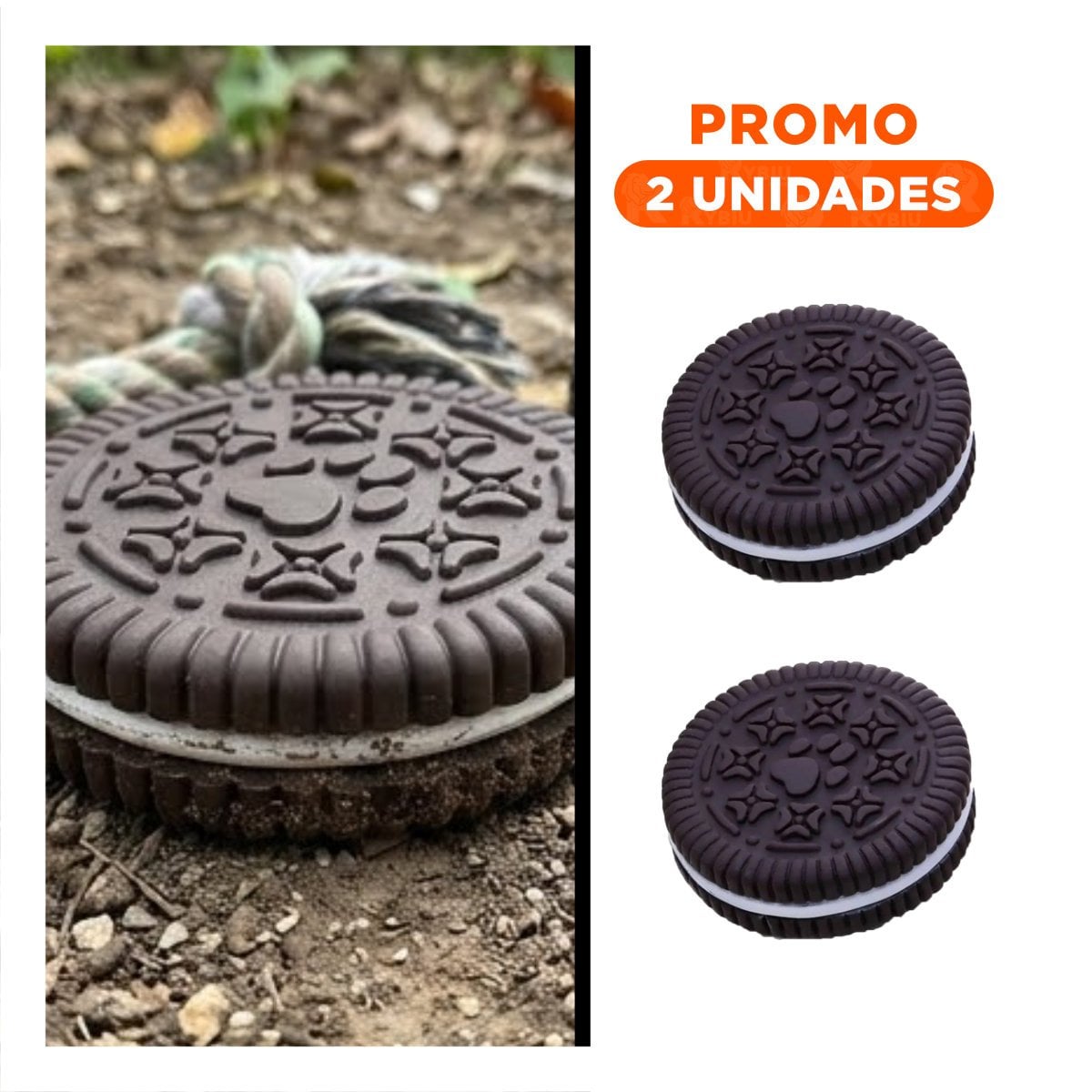PACK2 BLOQUE DE JUEGO EN GOMA PARA MASCOTA NEGRO INSPIRADO EN GALLETA OREO - 1