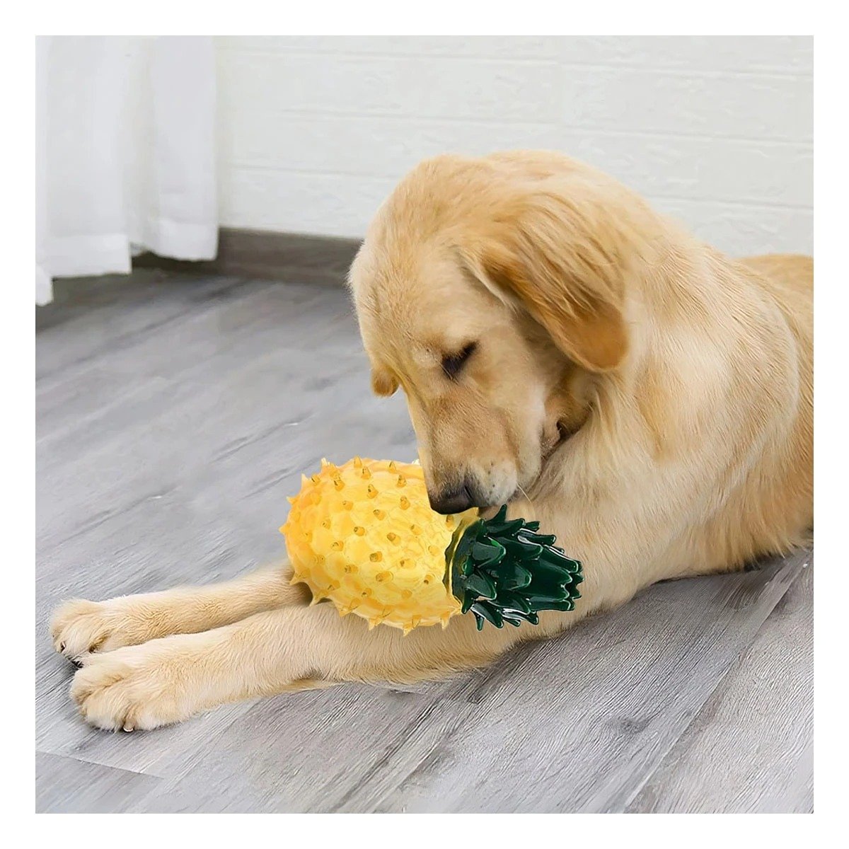 PACK12 MUNECO LUDICO DE PVC EN FORMA DE PINA PARA MASCOTA AMARILLO COLOR VIBRANTE - 5