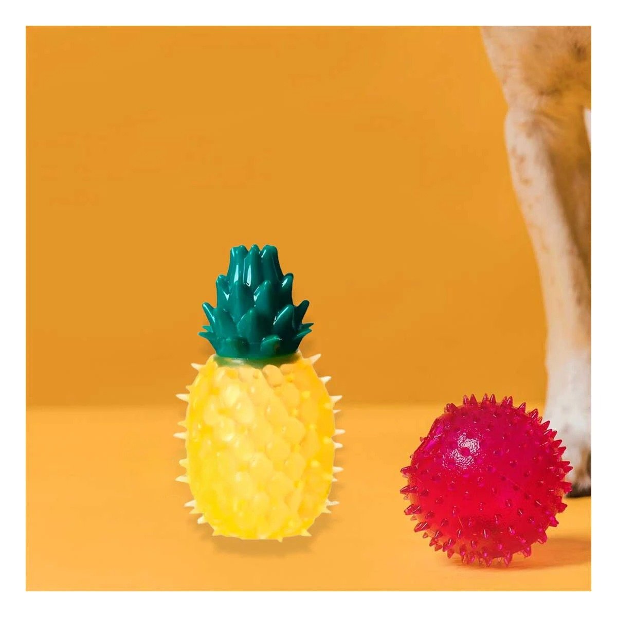 PACK4 OBJETO RESISTENTE DE PVC EN FORMA DE PINA PARA MASCOTA AMARILLO Y+REGALO STICKER - 5