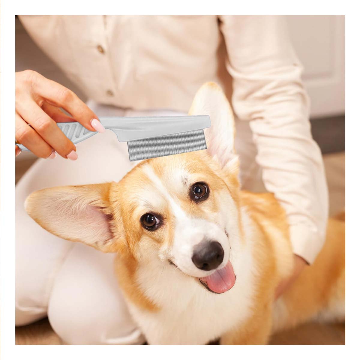 RASTRILLO COMPACTO PARA MASCOTAS BLANCO MANTIENE PELAJE LIMPIO Y SUAVE Y+POST IT - 3