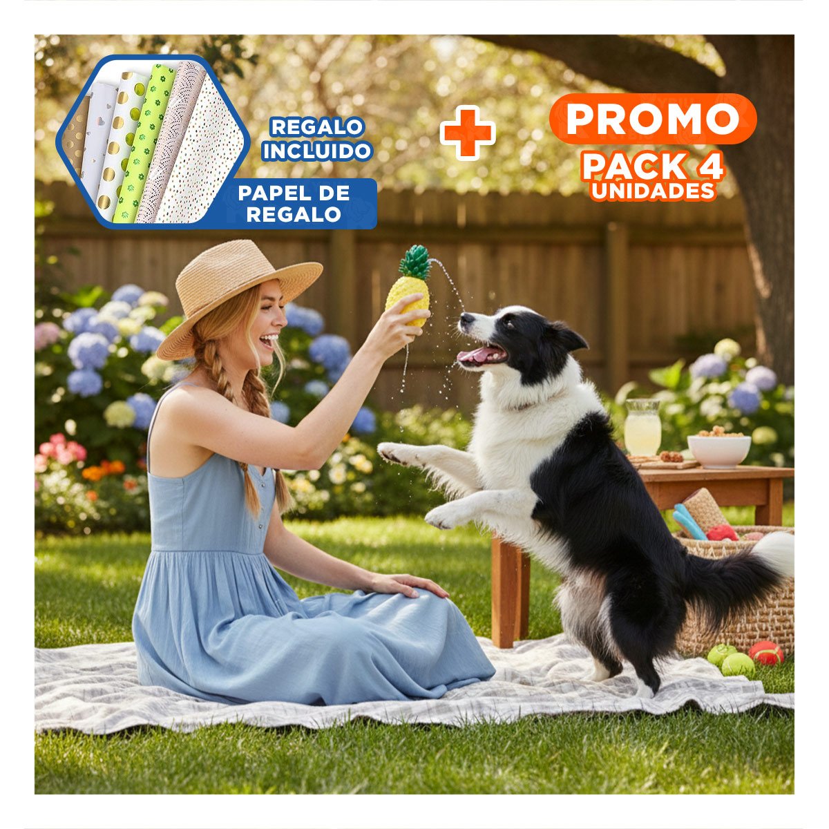 PACK4 OBJETO DIVERTIDO DE PVC EN FORMA DE PINA PARA MASCOTA AMARILLO PARA JUEGOS Y+PAPEL REGALO - 1