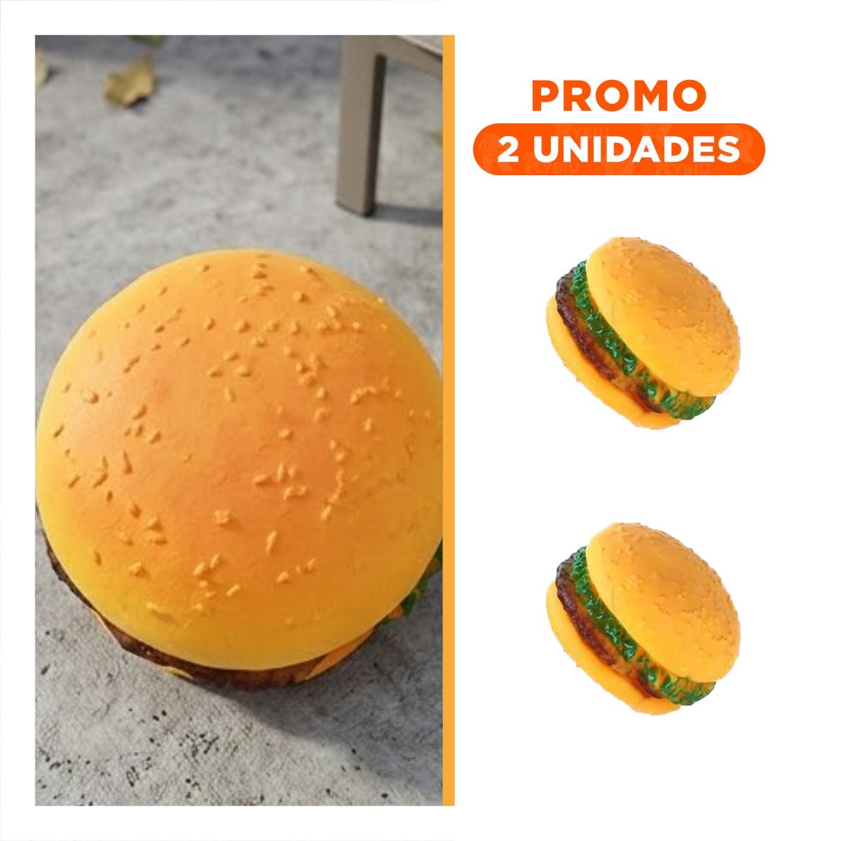 PACK2 BLOQUE INTERACTIVO DE GOMA PARA MASCOTA AMARILLO CON FORMA DE HAMBURGUESA DIVERTIDO - 1