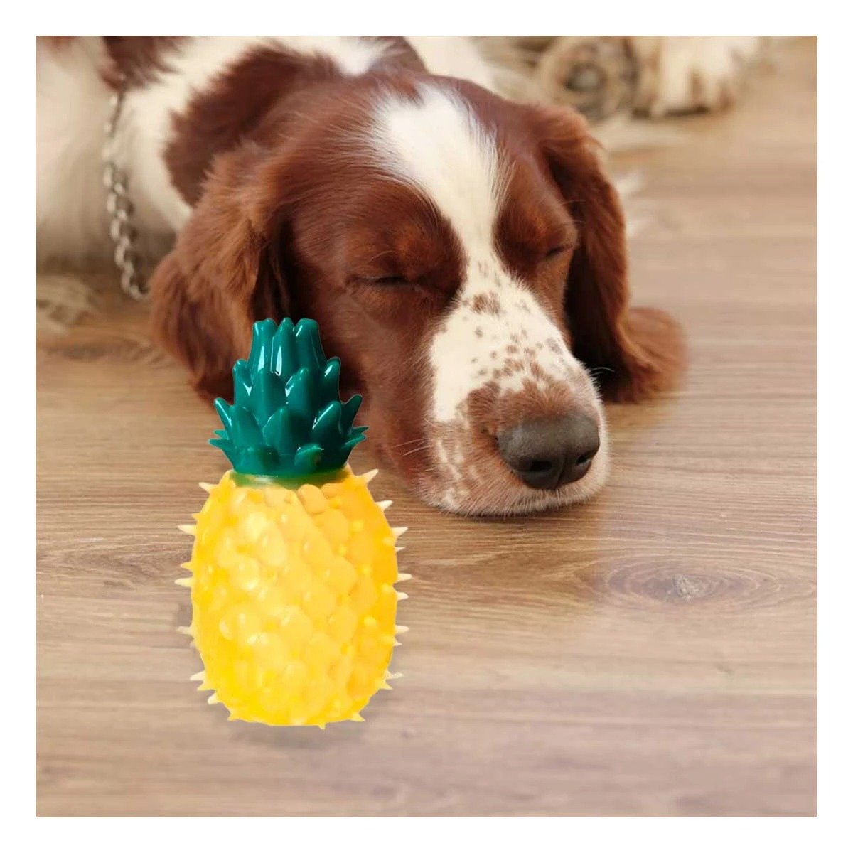 PACK6 PELOTA INTERACTIVA DE PVC EN FORMA DE PINA PARA MASCOTA AMARILLO Y+REGALO STICKER - 3