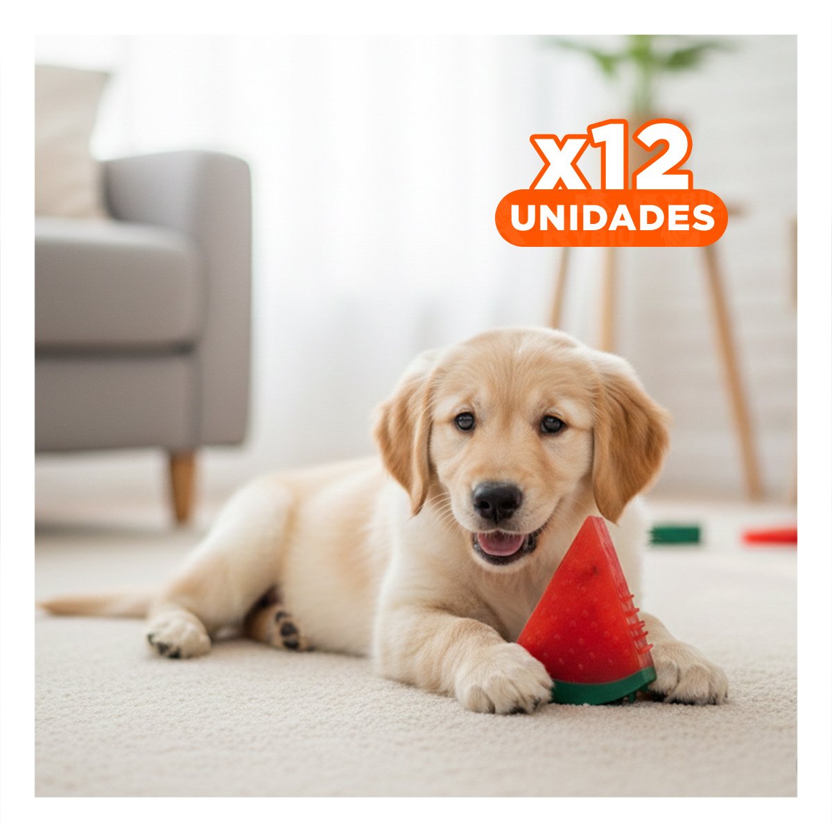 PACK12 MUÑECO LÚDICO DE PVC EN FORMA DE SANDIA PARA MASCOTA ROJO COLOR VIBRANTE - 1