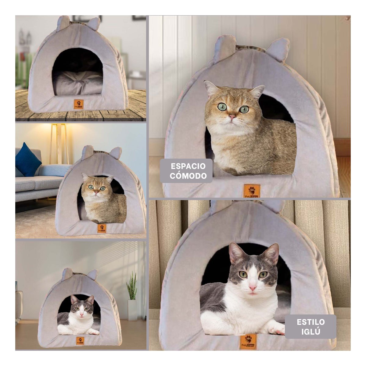 PACK6 COBIJO TIPO IGLU PLOMO TALLA L ESPACIO PRIVADO Y+PAPEL REGALO - 3