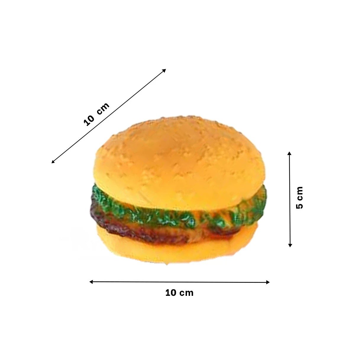 PACK6 DISPOSITIVO LUDICO DE GOMA PARA MASCOTA AMARILLO INSPIRADO EN HAMBURGUESA - 4
