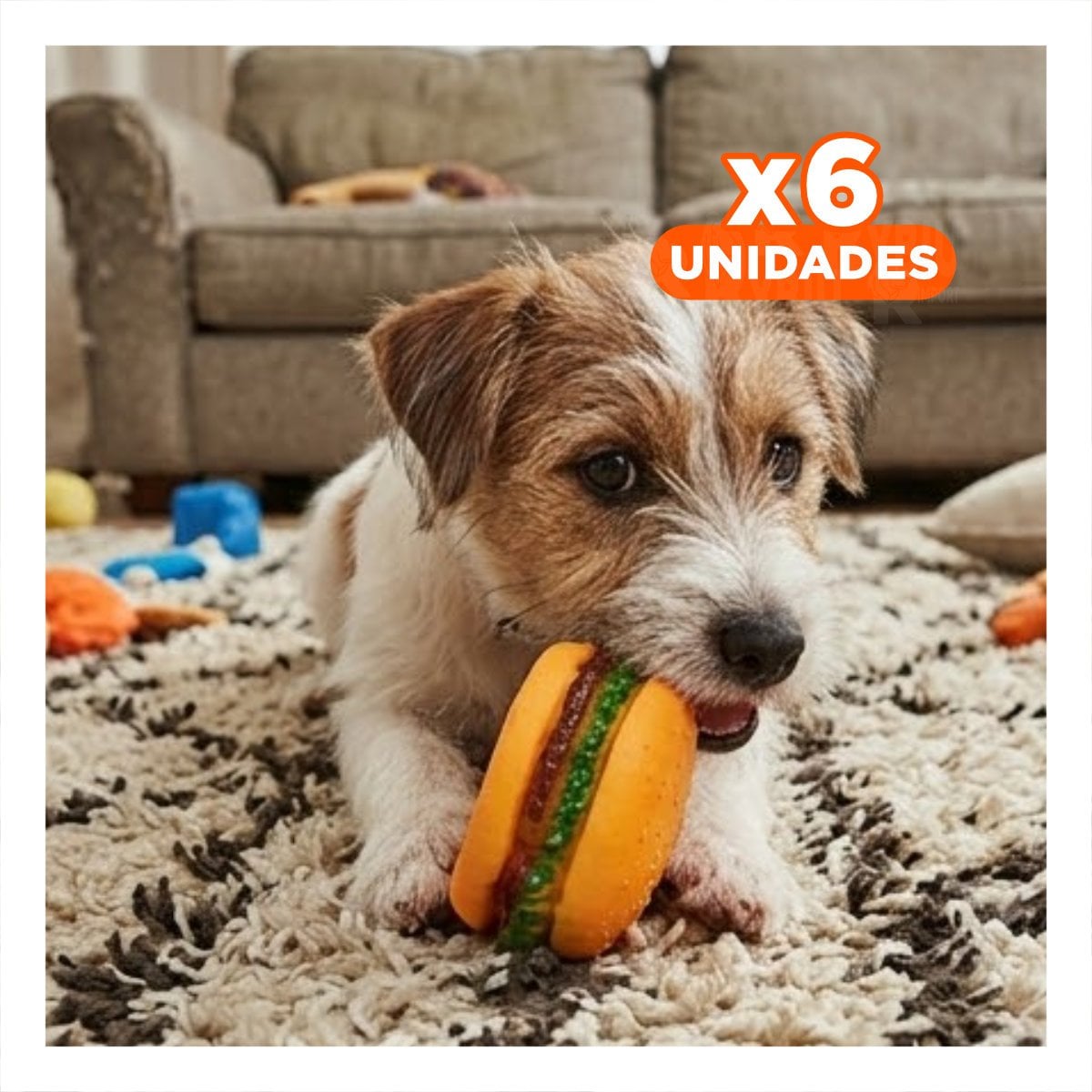 PACK6 DISPOSITIVO PARA JUEGO DE GOMA CON DISENO DE HAMBURGUESA AMARILLO Y+REGALO STICKER - 1