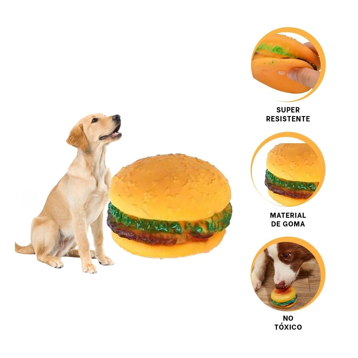 PACK6 DISPOSITIVO PARA JUEGO DE GOMA CON DISENO DE HAMBURGUESA AMARILLO Y+REGALO STICKER - 2