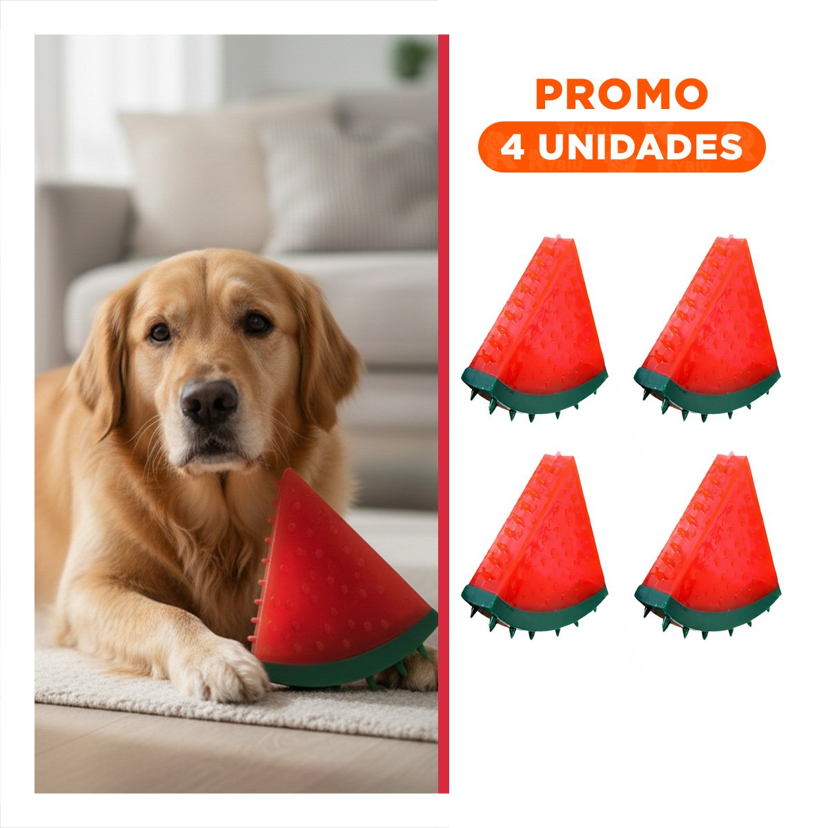 PACK4 OBJETO RESISTENTE DE PVC EN FORMA DE SANDIA PARA MASCOTA ROJO Y+REGALO STICKER - 1