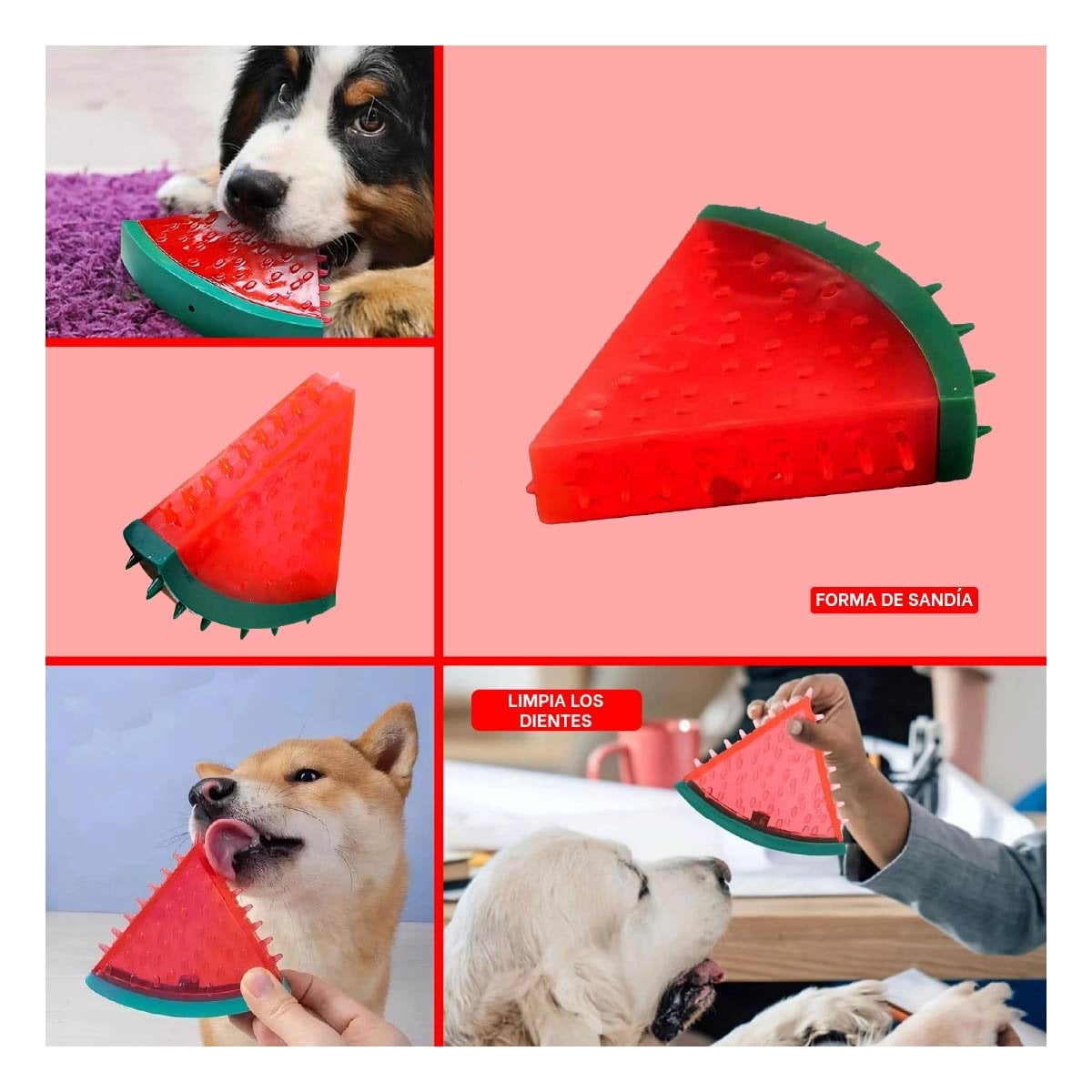 PACK4 OBJETO RESISTENTE DE PVC EN FORMA DE SANDIA PARA MASCOTA ROJO Y+REGALO STICKER - 2