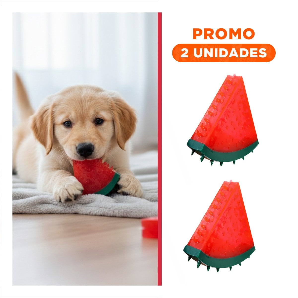 PACK2 ARTICULO RESISTENTE DE PVC EN FORMA DE SANDIA PARA MASCOTA ROJO FLEXIBLE - 1