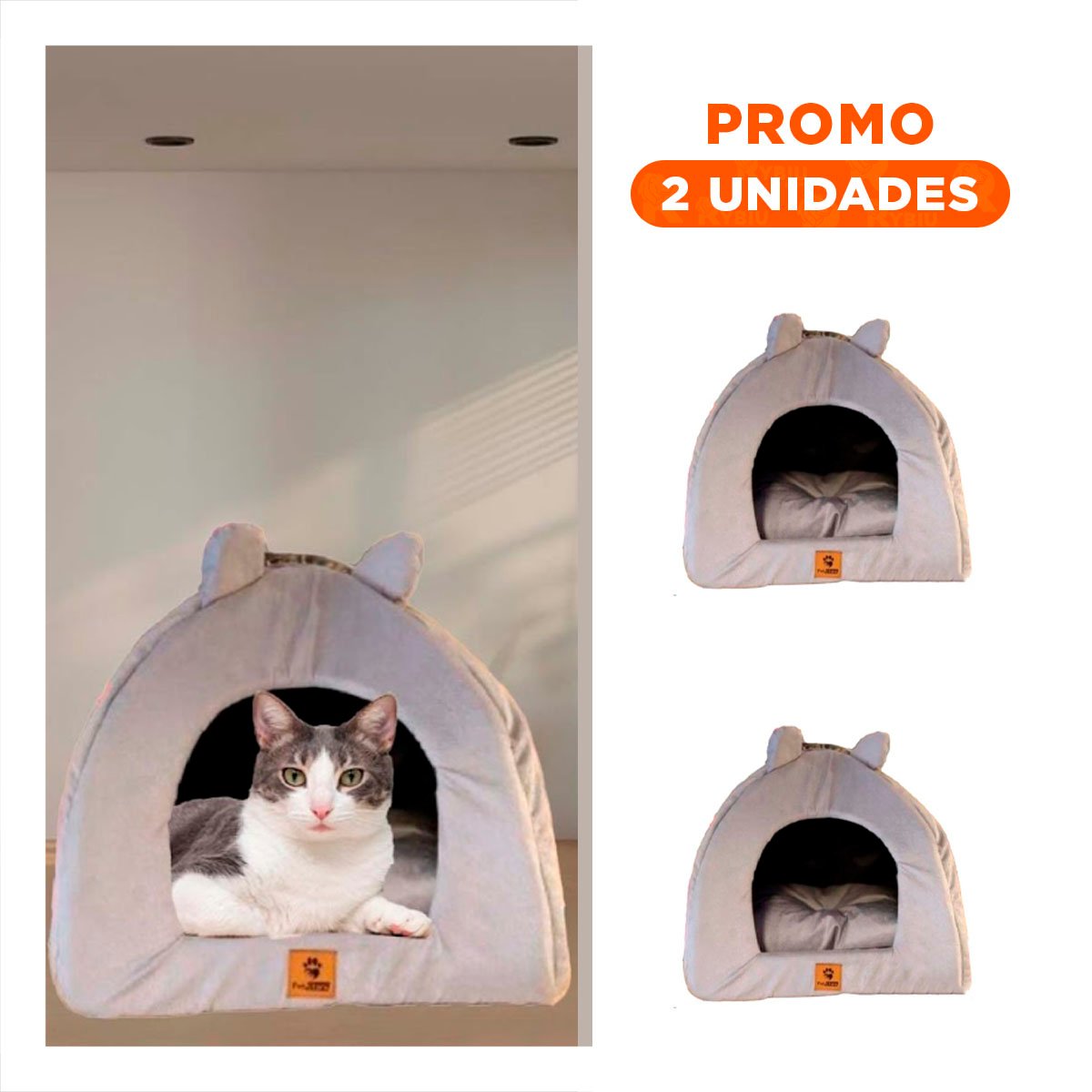 PACK2 CUCHA IGLU PLOMO TALLA L REFUGIO CERRADO PARA MASCOTAS - 1