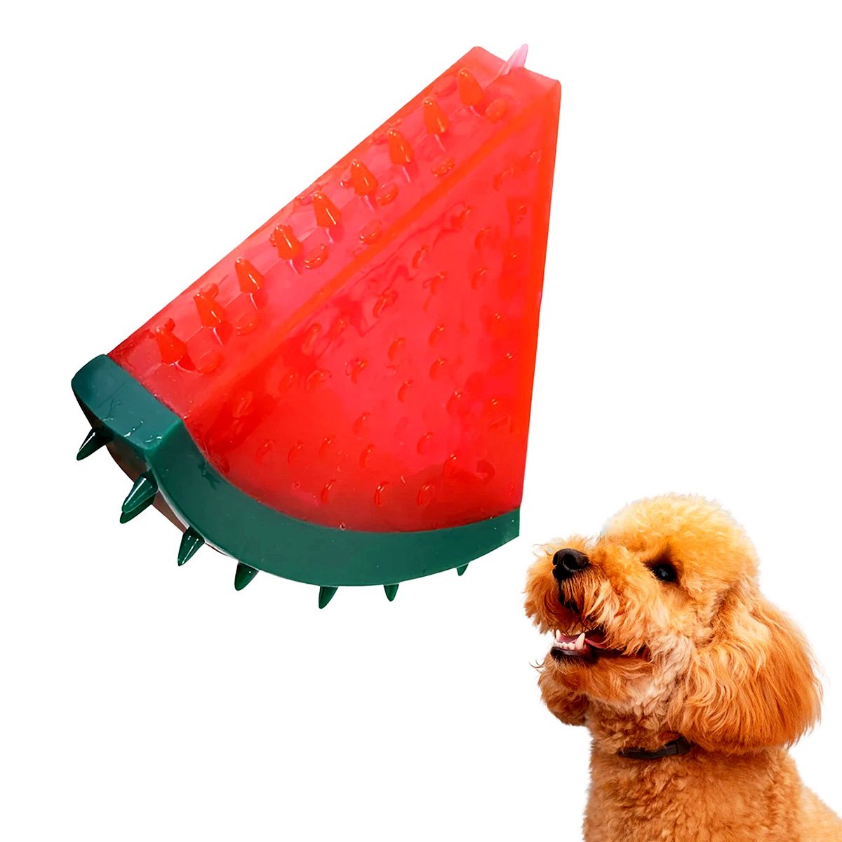 PACK6 PELOTA INTERACTIVA DE PVC EN FORMA DE SANDIA PARA MASCOTA ROJO Y+REGALO STICKER - 2