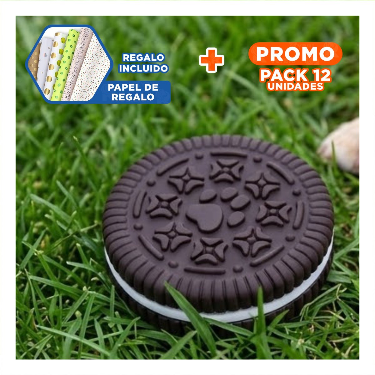 PACK12 ELEMENTO DIVERTIDO DE GOMA PARA MASCOTAS NEGRO PARA ENTRETENIMIENTO Y+PAPEL REGALO - 1