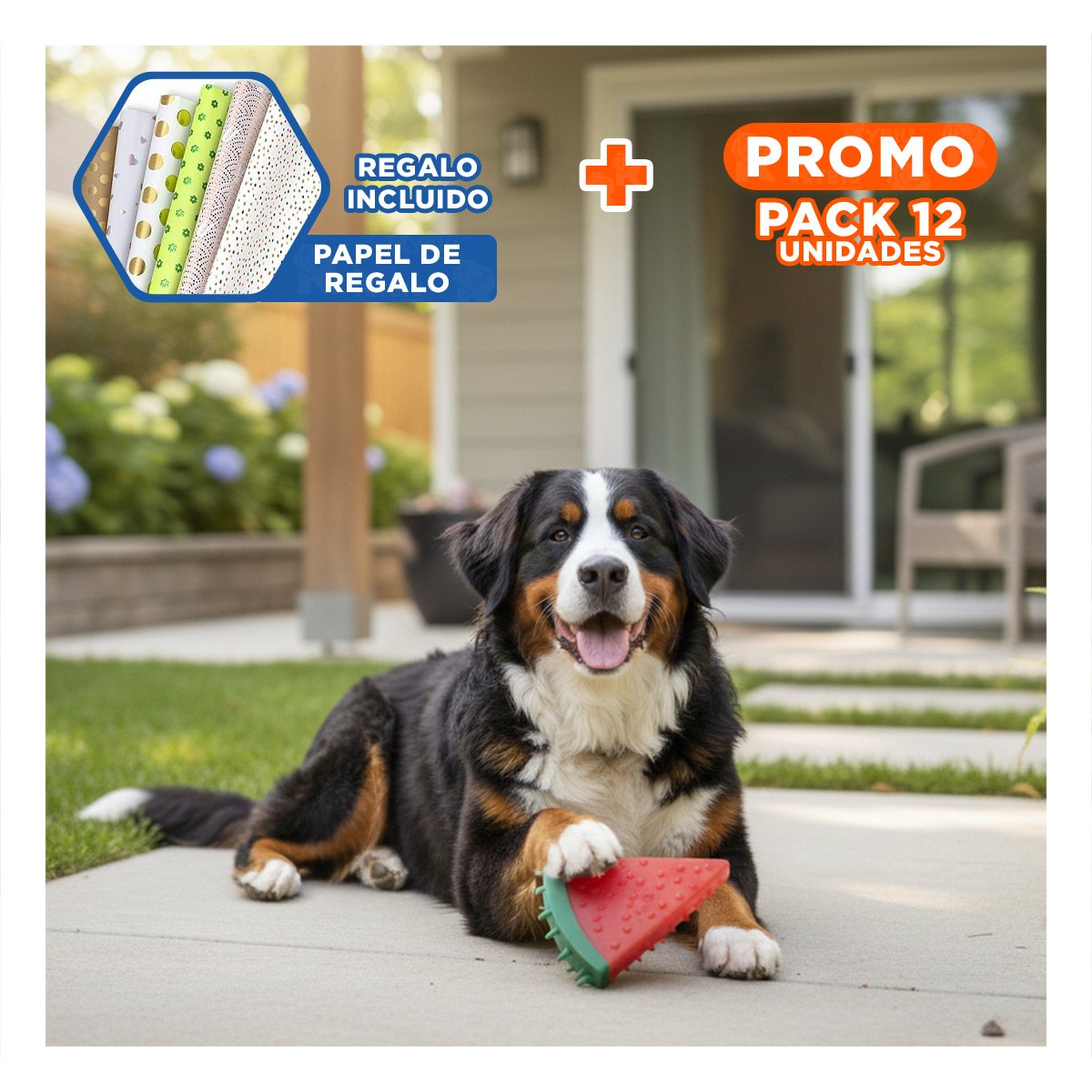 PACK12 FIGURA DIVERTIDA DE PVC EN FORMA DE SANDIA PARA MASCOTA ROJO PARA JUEGOS Y+PAPEL REGALO - 1