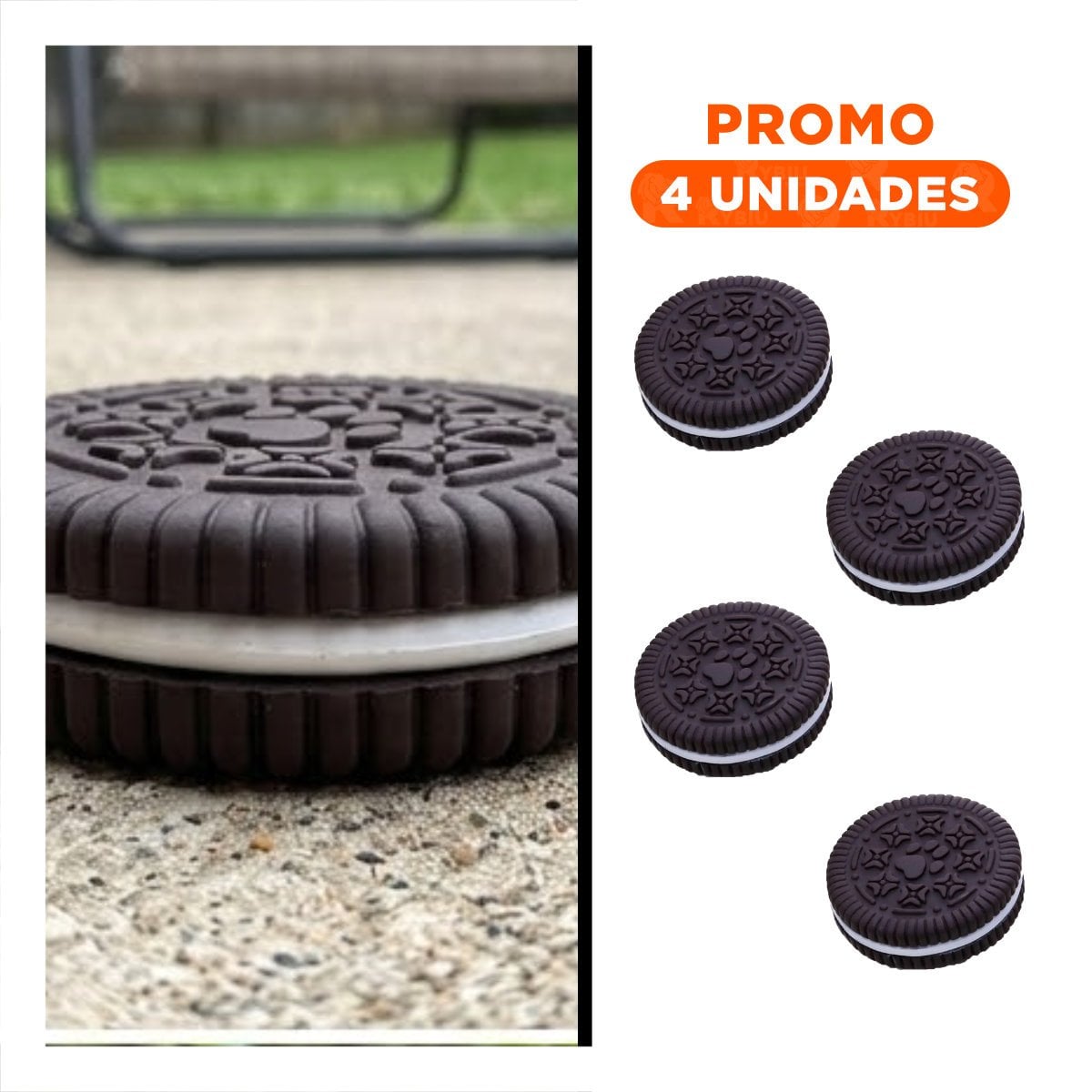 PACK4 DISPOSITIVO DIVERTIDO DE GOMA PARA MASCOTAS NEGRO DE GALLETA OREO Y+REGALO STICKER - 1