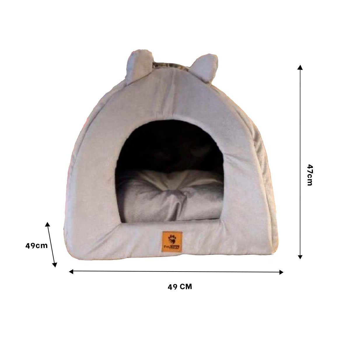 PACK2 GUARIDA IGLU CERRADA TALLA L PLOMO PARA MASCOTAS HOGAR Y+PAPEL REGALO - 4
