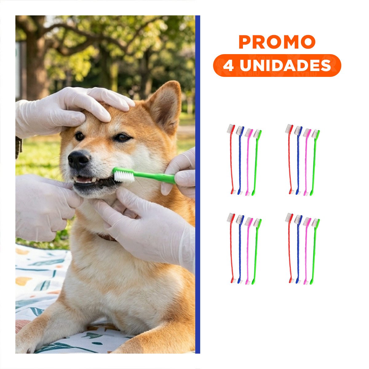 PACK4 CAJA DE CEPILLOS DENTALES PARA MASCOTAS MULTICOLOR CON DISENO COMPACTO Y+REGALO STICKER - 1