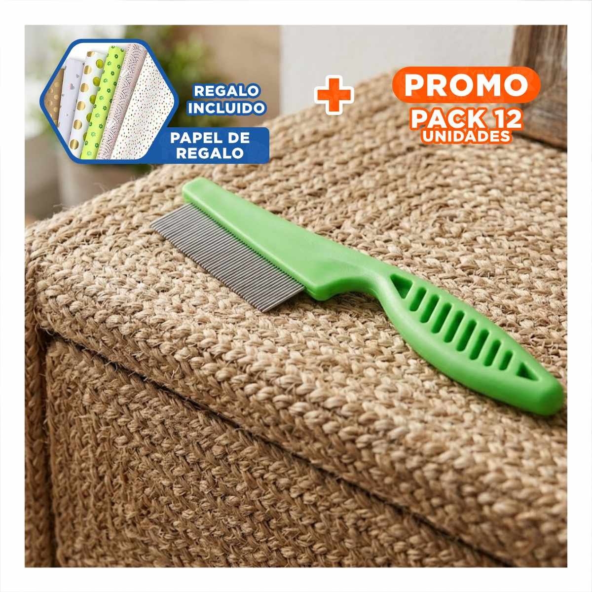 PACK12 PINCEL COMPACTO VERDE PARA MASCOTAS SACA PULGAS SIN MOLESTAR Y+PAPEL REGALO - 1