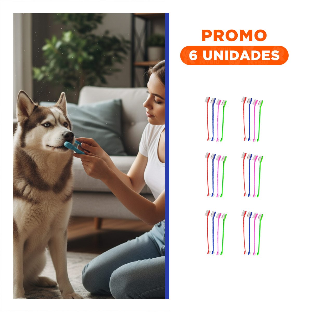 PACK6 CAJA DE CEPILLOS DENTALES PARA MASCOTAS MULTICOLOR CON LIMPIEZA DIARIA Y FACIL - 1