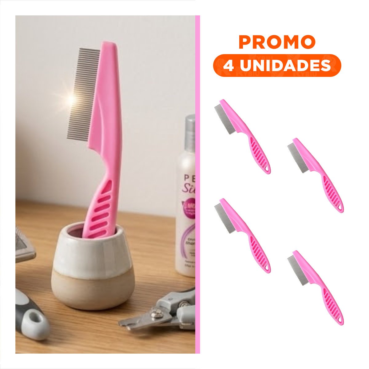 PACK4 ELIMINADOR PROFESIONAL ROSADO AYUDA A ELIMINAR PULGAS FACILMENTE Y+REGALO STICKER - 1