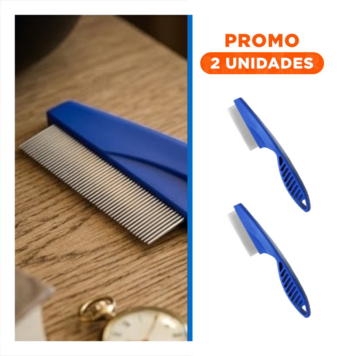PACK2 RASTRILLO PROFESIONAL AZUL FACILITA LA LIMPIEZA DE PULGAS DIARIA - 1
