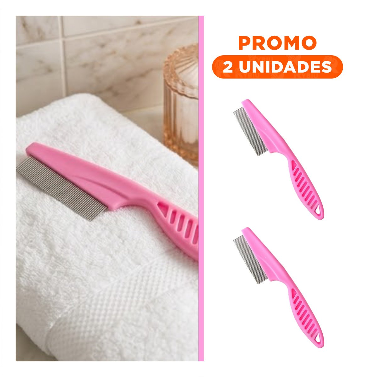 PACK2 RASTRILLO PROFESIONAL ROSADO FACILITA LA LIMPIEZA DE PULGAS DIARIA - 1