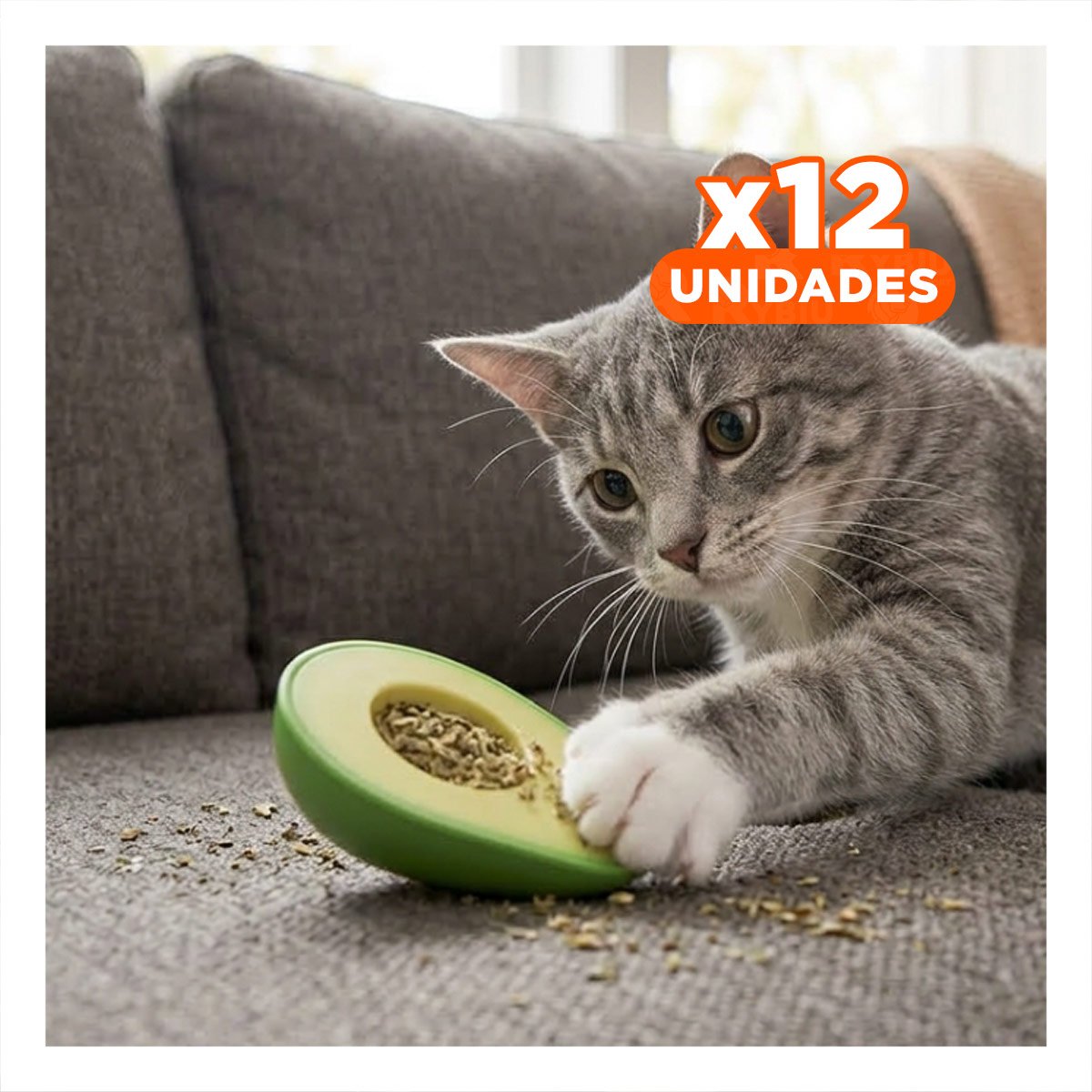 PACK12 SNACK DIVERTIDO EN FORMA DE PALTA VERDE PARA FELINOS ACTIVOS - 1