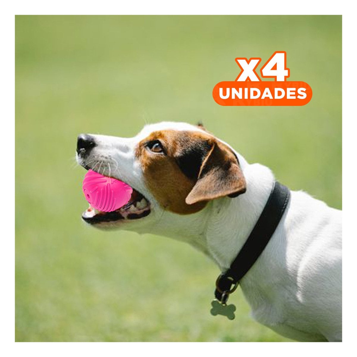 PACK4 BOLA ESTABLE DE GOMA A RAYAS EN COLOR ROSADO PARA MASCOTAS SEGURAS - 1