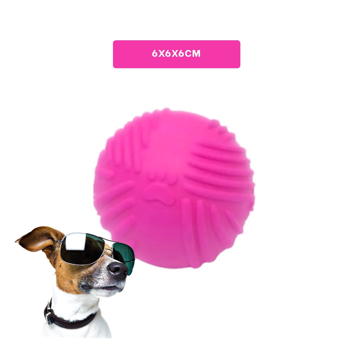 PACK12 ESFERA FUNCIONAL DE GOMA A RAYAS EN ROSADO PARA MASCOTAS ACTIVAS Y+REGALO STICKER - 4