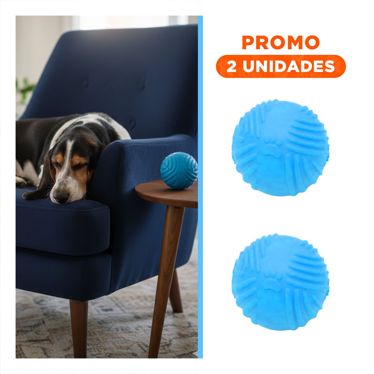 PACK2 BOLA DURADERA A RAYAS DE COLOR CELESTE DE GOMA Y FACIL DE SOSTENER - 1