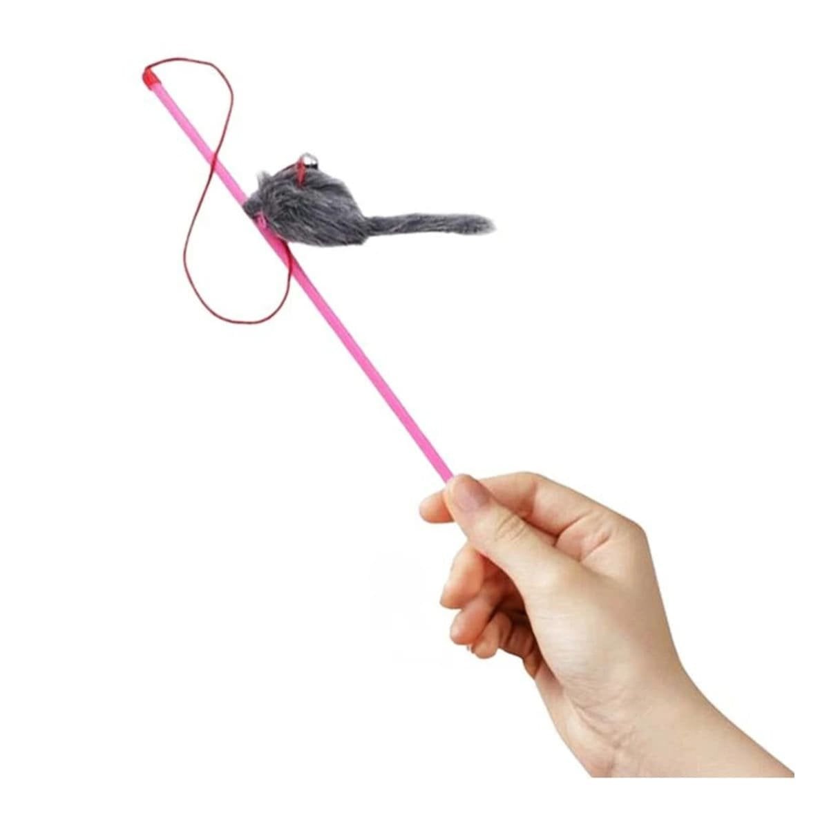 PACK6 ACCESORIO INTERACTIVO CON VARITA DE COLOR ROSADO PARA GATO Y RATON PLOMO Y+REGALO STICKER - 2